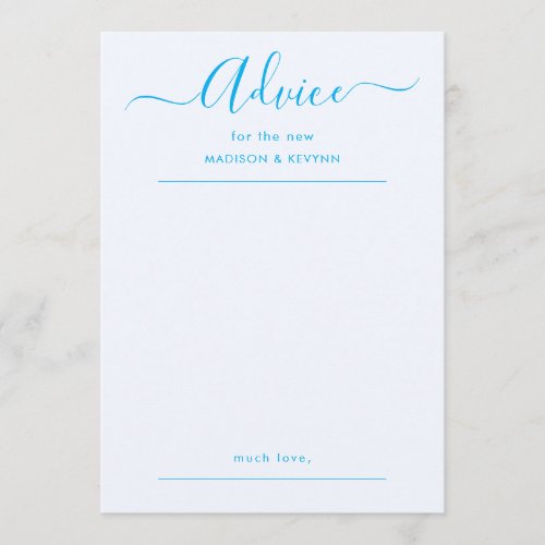 Script Wedding Advice Card