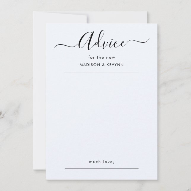 Script Wedding Advice Card (Front)