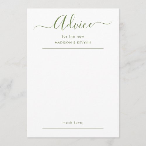 Script Wedding Advice Card