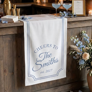 Script Wedding Bar Sign Dusty Blue Name Banner