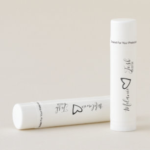 Script Wedding Black Heart Hand Drawn  Lip Balm