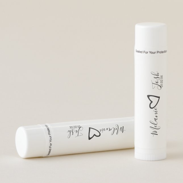Script Wedding Black Heart Hand Drawn  Lip Balm (Front)