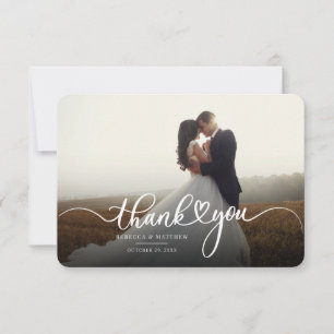 Script Wedding Day Photo Hand-Lettered Thank You Card