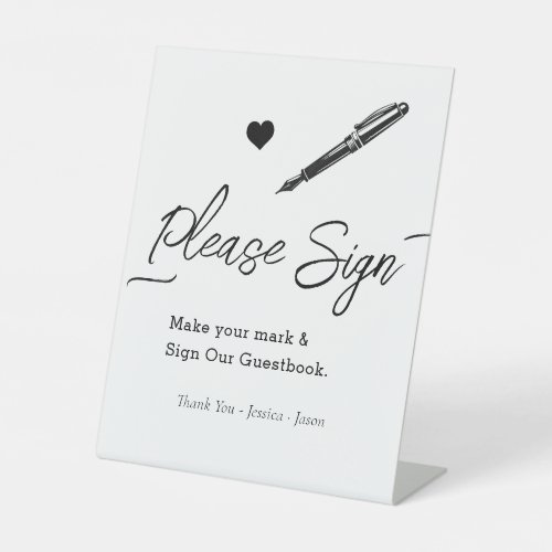 Script Wedding Guestbook Simple Event Pedestal Sign