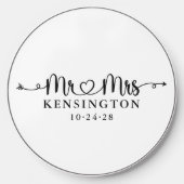 Script Wedding Heart Arrows Mr Mrs Wireless Charger (Front)