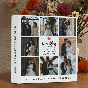 Script Wedding Memories Heart Couple Photo Collage 3 Ring Binder