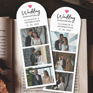 Script Wedding Memories Heart Couple Photo Collage Bookmarks