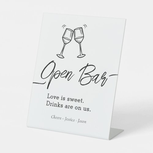 Script Wedding Open Bar Simple Event  Pedestal Sign