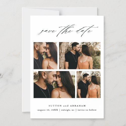 Script Wedding Photo Collage Save The Date Magnetic Invitation