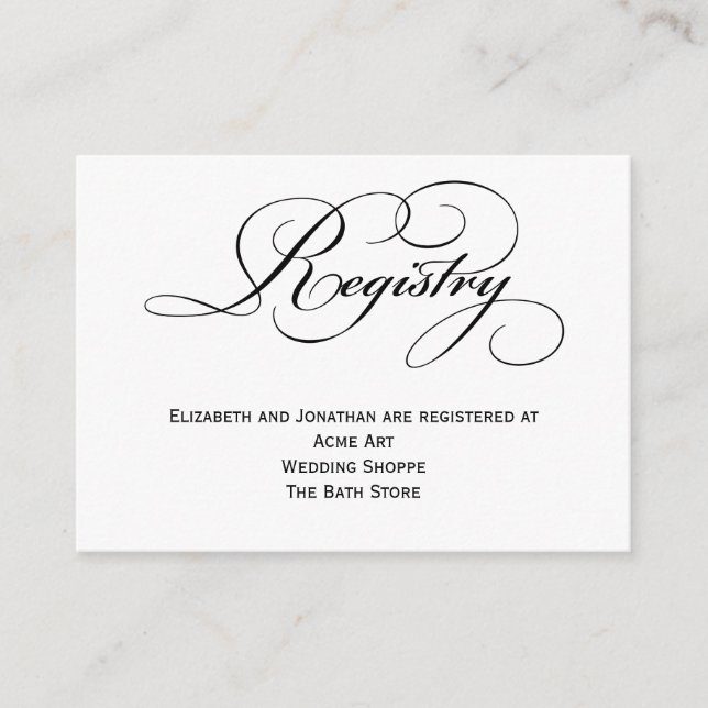 Script Wedding Registry Information Card (Front)