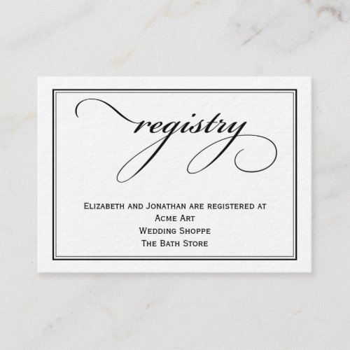 Script Wedding Registry Information Card