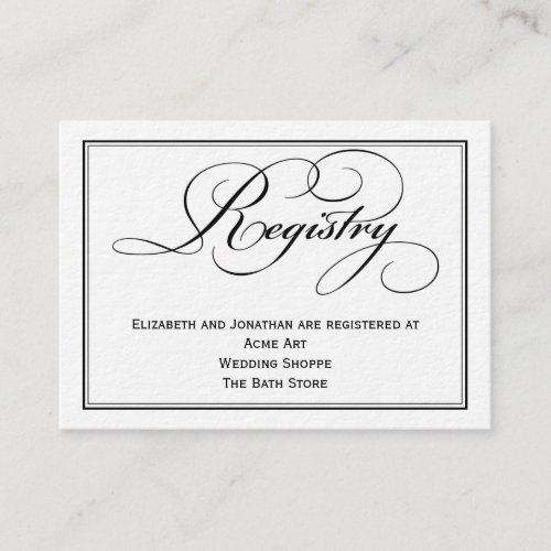 Script Wedding Registry Information Card