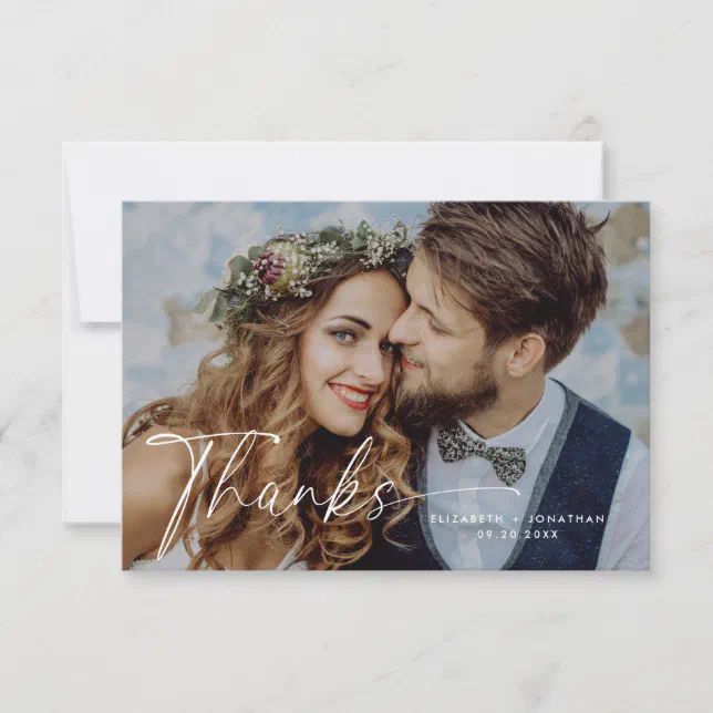 Script Wedding Thank You Card | Zazzle