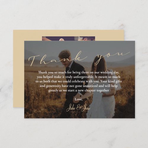 Script Wedding Thank You Card Photo and QR Code