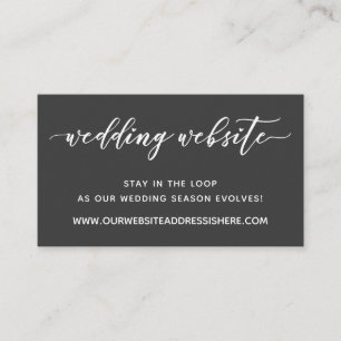 Script Wedding Website Details, Dark Gray & White Enclosure Card