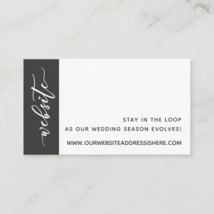 Script Wedding Website Details, Dark Gray & White Enclosure Card