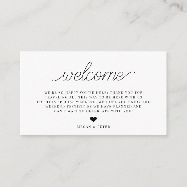 Script Wedding Welcome Bag Insert Card (Front)