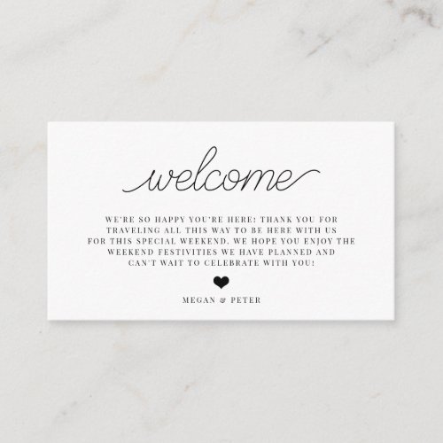 Script Wedding Welcome Bag Insert Card