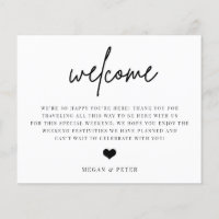 Script Wedding Welcome Bag Insert Card