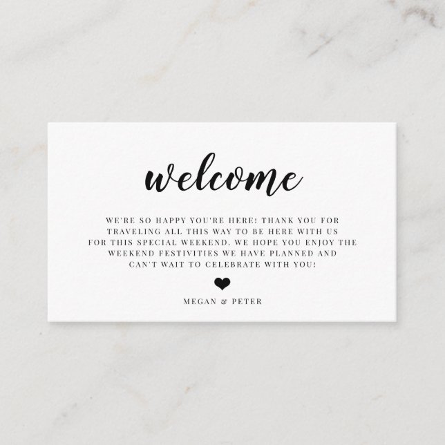 Script Wedding Welcome Bag Insert Card (Front)