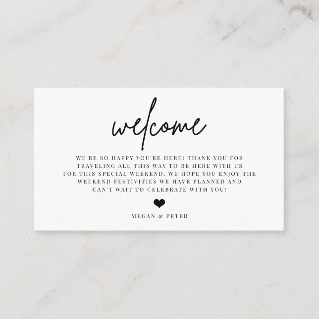 Script Wedding Welcome Bag Insert Card (Front)