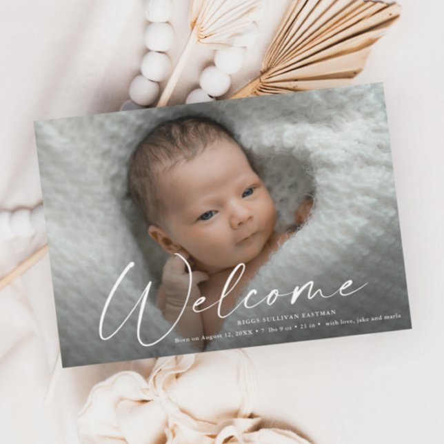 Script Welcome Baby Photo Birth Announcement (Creator Uploaded)