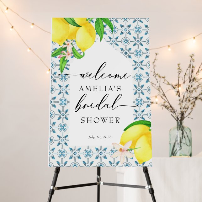 Script Welcome Sign | Lemon Bridal Shower (In Situ (Stand))
