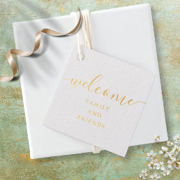 Script Welcome Wedding Gift Basket Bag Gold Foil Favor Tags