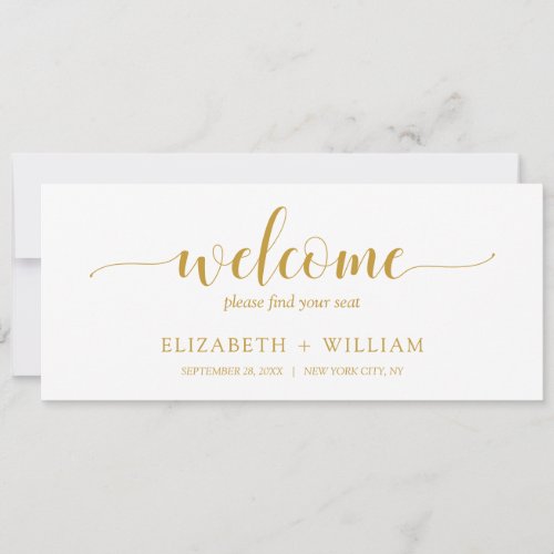 Script Welcome Wedding Table Seating Header Card