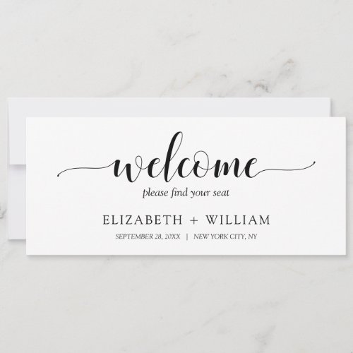 Script Welcome Wedding Table Seating Header Card