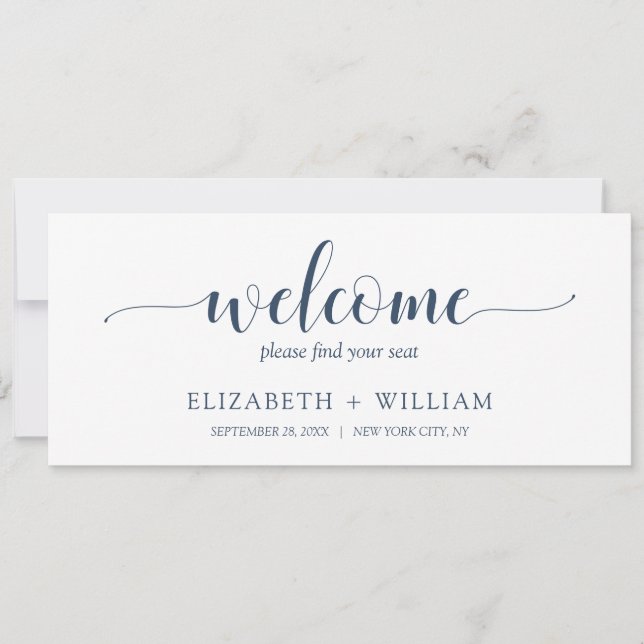 Script Welcome Wedding Table Seating Header Card (Front)