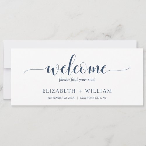 Script Welcome Wedding Table Seating Header Card