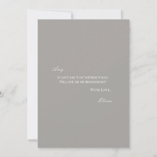 Script White & Gray Bridesmaid Proposal Card