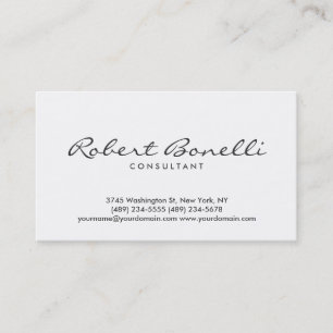 Script White Plain Modern Consultant Business Card