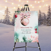 Script Winter Christmas Girl Baby Shower Welcome