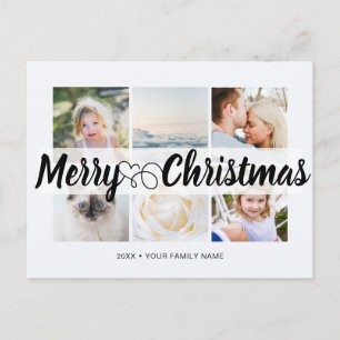 Script with Heart Merry Christmas 6 photos Postcard