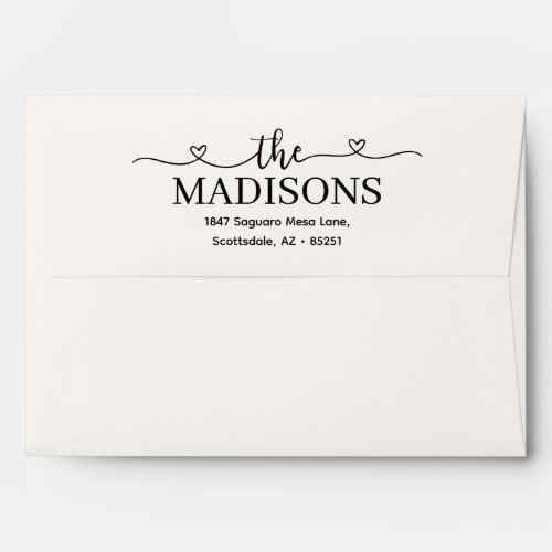 Script with Hearts Elegant Ivory Wedding Envelope