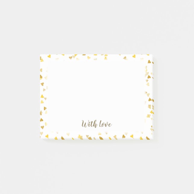 Script With Love Golden Hearts Post-it Notes (Front)