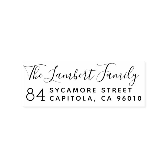Script Wreath Family Name Wreath Return Address Rubber Stamp (Imprint)