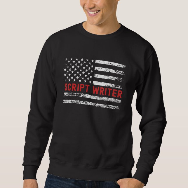 Script Writer USA Flag Profession Retro Job Title Sweatshirt (Front)
