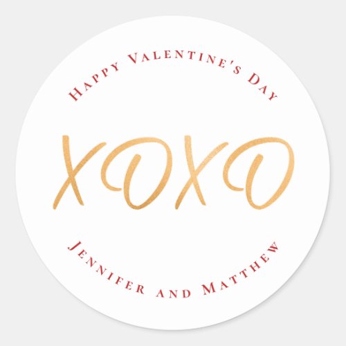 Script XOXO Happy Valentines Day Holiday Classic Round Sticker
