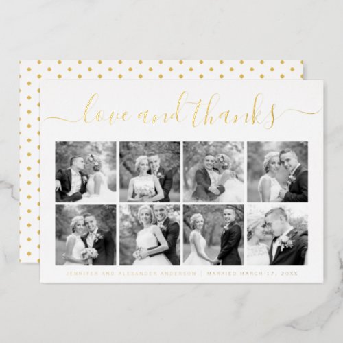 Script ypography wedding Thank You photo collage Foil Holiday Card