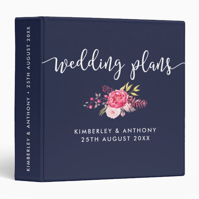 Scripted and Floral Wedding Planning Binder (Front/Spine)