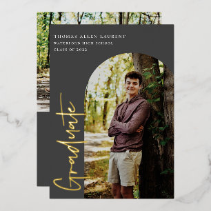 Scripted Arch Photo Graduation Foil Invitation