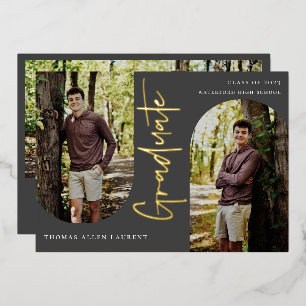 Scripted Arch Photo Graduation Foil Invitation
