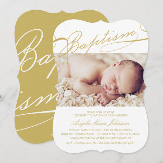 Scripted Baptism Rosary Cross Girl Photo Religious Invitation