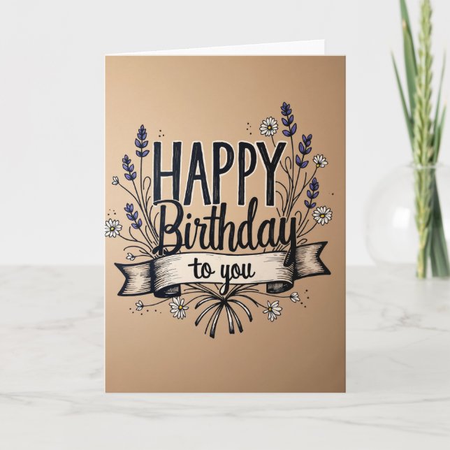 Scripted Birthday Ribbon Card (Front)