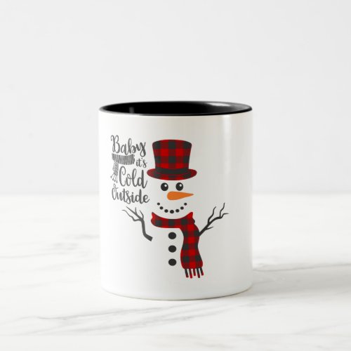 Scripted Black Two_Tone Winter Snowman Mug