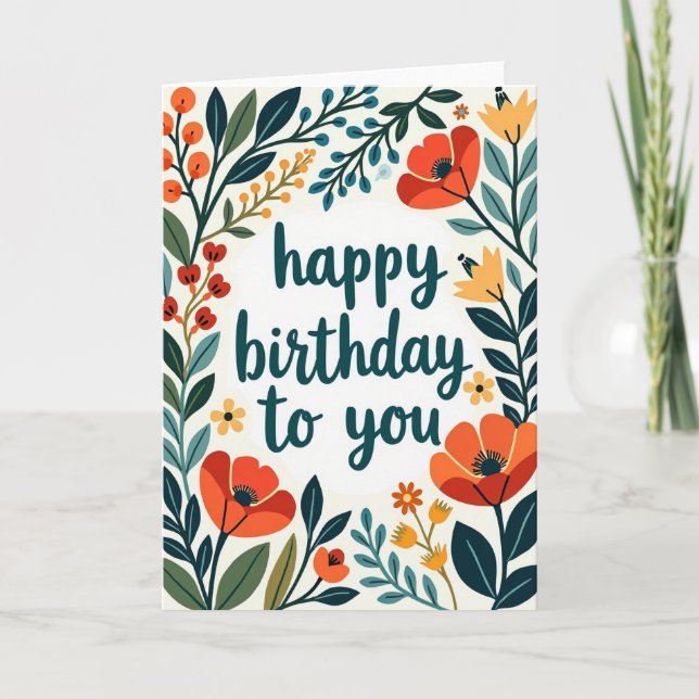 Scripted Bloom Birthday Card (Front)