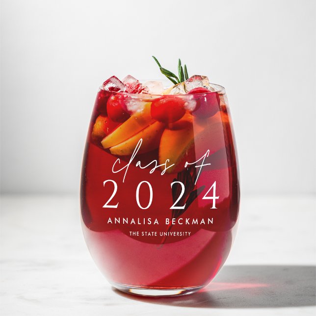 Scripted Class | Personalized 2025 Graduation Stemless Wine Glass (Creator Uploaded)